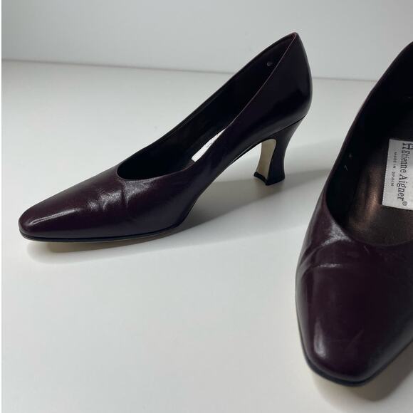 Etienne Aigner Danube Leather Slip On Mid Heel Dress Pumps Burgundy Womens Sz 7M - Picture 12 of 15